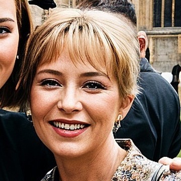 After the upscaler: a much younger woman with a fringe and no glasses